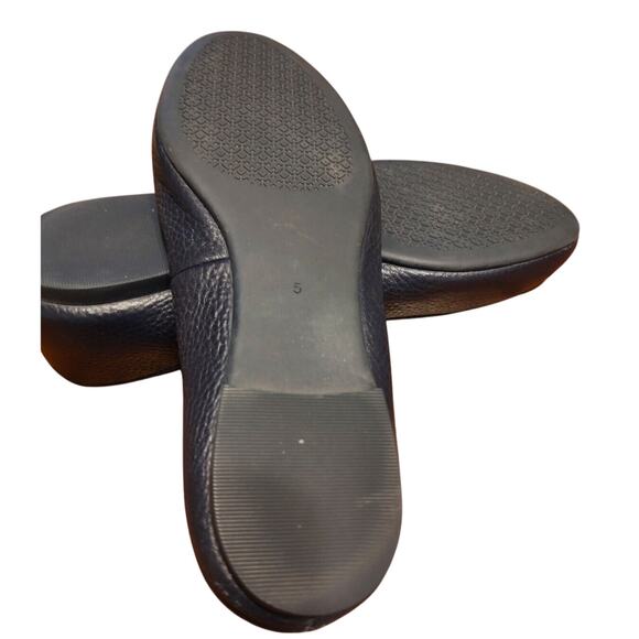 TORY BURCH Reva Navy Blue Leather Ballet Flats Size 5 Medallion EUC - Picture 5 of 6